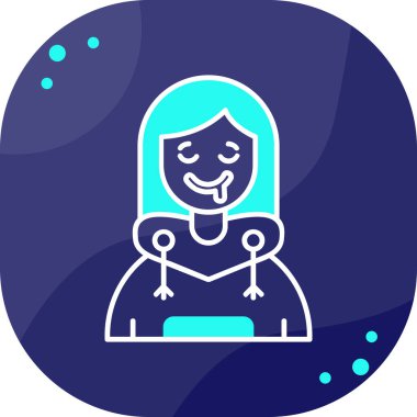 Mavi arka planda süpürge simgesi olan çizgi cadısı. Cadılar bayramı partin kutlu olsun. Renkli taslak konsepti. vektör.