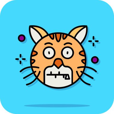 Çizgi film kedisi suratı ve kocaman gözleri var. vektör illüstrasyonu