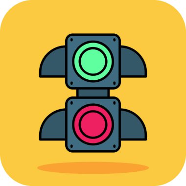 Trafik ışığı simgesi, vektör illüstrasyonu, düz tasarım