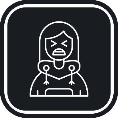 Maskeli ve şemsiye çizgisi tarzında bir kadın.