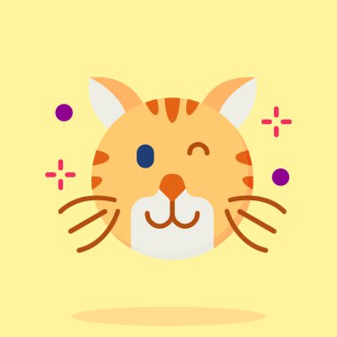 Gözleri olan sevimli bir kedi. vektör düz çizgi film illüstrasyonu