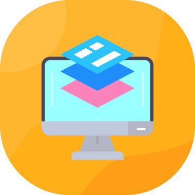 Web simgesi olan dizüstü bilgisayar, basit vektör illüstrasyonu