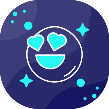 Mavi arkaplanda izole edilmiş ana hatlı mutlu yüz simgesi. Yüz ifadeleri. vektör.