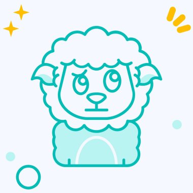 Koyun başı simgesi beyaz arkaplanda izole edildi. Koyun kafası. Hayvan işareti. Renkli taslak konsepti. vektör.