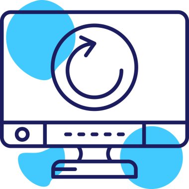 saat simgesine sahip dizüstü bilgisayar, basit vektör illüstrasyonu