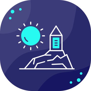 Beyaz arka planda izole edilmiş çizgi ay ve güneş ikonu. Renkli taslak konsepti. vektör illüstrasyonu