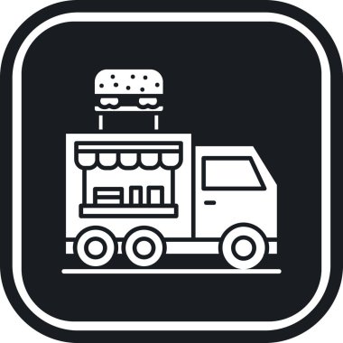Yemek kamyonu ikonu. Web için basit kamyon vektör simgesi çizimi