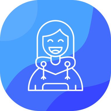 Mavi eşarp simgesi olan bir kızın vektör çizimi