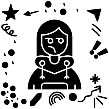 Kız ağlama ikonu. Web için kız vektör simgelerinin özet çizimi