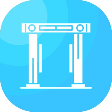 Beyaz arkaplanda mavi çizgi sütun simgesi. vektör illüstrasyonu