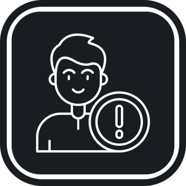 Büyüteç simgesi olan uyarı adamı, basit bir stil.