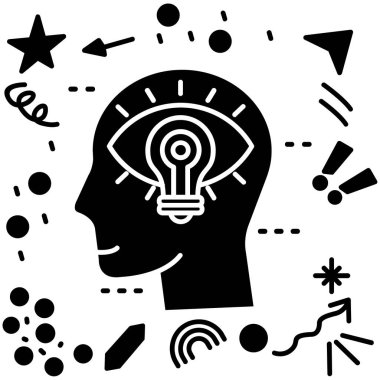 Beyin düşünme fikri simgesi ana hatlarıyla