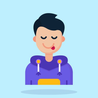 Muz yiyen genç bir adam. vektör illüstrasyonu.