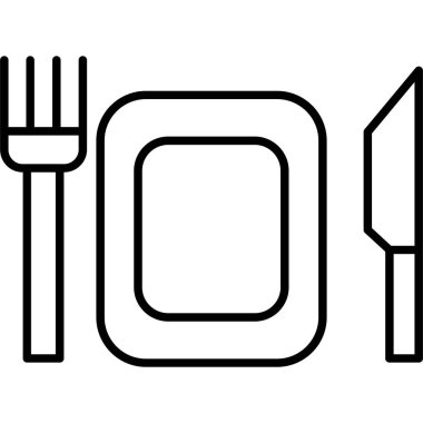 yiyecek çatal tabak simgesi ana hat biçiminde