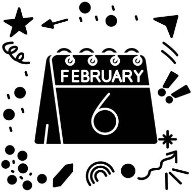 Şubat takvim simgesi, siyah biçim