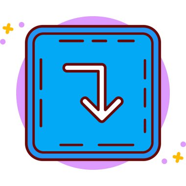 Aşağı yönlü ok simgesi doldurulmuş ana hatlar biçiminde