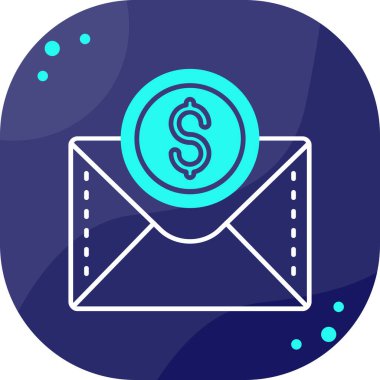Üzerinde dolar işareti olan zarf. Web simgesi vektör illüstrasyonu