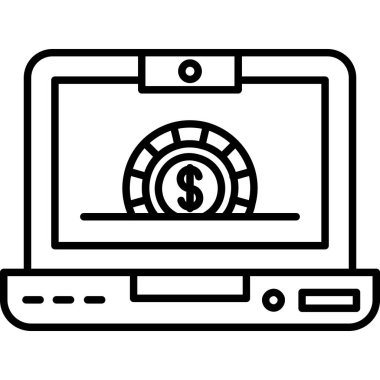 dolar sembollü dizüstü bilgisayar vektör çizimi