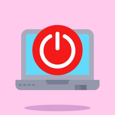 Elektrik prizli dizüstü bilgisayar. düz tasarım vektör çizimi