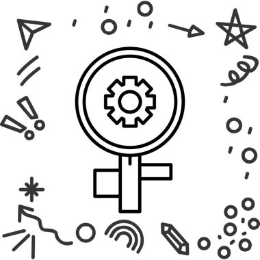 Kelebek ve beyaz arka planda izole edilmiş cinsiyet ikonu olan çizgi dişi venüs sembolü. Venüs ve Venüs işareti. Kadınlar ve kadınlar için Venüs.