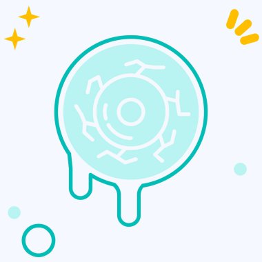 Güneş tutulması ve beyaz arka planda izole edilmiş güneş ikonu olan bir gezegen. Güneş sonarı tutulması. Renkli taslak konsepti. vektör