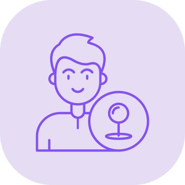 bir küre ve konum ikon vektör illüstrasyonu ile avatar adam