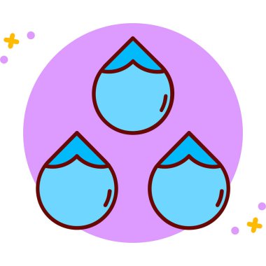 Beyaz arkaplanda izole edilmiş renkli su damlaları simgesi. Su damlası işareti. Su damlaları. Su damlası işareti. Rastgele dinamik şekiller. vektör illüstrasyonu