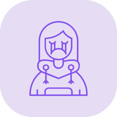 Ağlayan, ağlayan, vektör çizimi olan üzgün kadın.