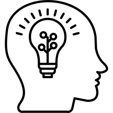 Beyin fikri yaratıcılık simgesi ana hatları biçiminde