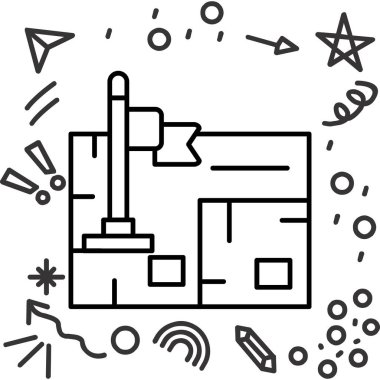 çizgi uydu simgesi beyaz arkaplanda izole edildi. Renkli taslak konsepti. vektör illüstrasyonu