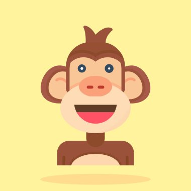 maymun karakter simgesi, düz biçim vektör illüstrasyonu