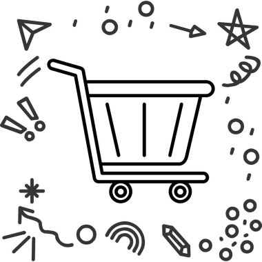 Alışveriş arabası simgesi, vektör illüstrasyonu