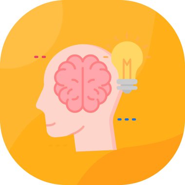 düz biçimli yaratıcı fikir beyin simgesi