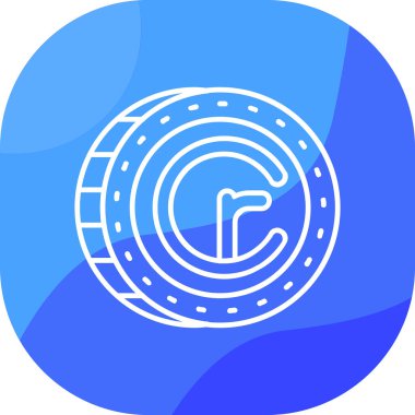 Bir madeni paranın mavi ve beyaz ikonunun vektör illüstrasyonu