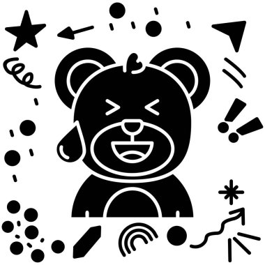 Tatlı bir çizgi film ayısının siyah-beyaz çizimi