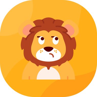 hayvan aslanı yüzü simgesi düz stil