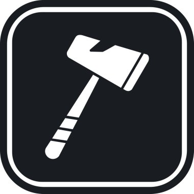 Çekiç simgesi, beyaz arkaplanda siyah web sitesi düğmesi
