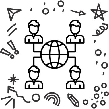 genel iş dünyası küresel iletişim simgesi ana hat vektörü