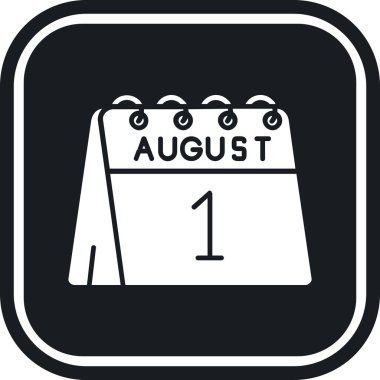 Ağustos takvimi simgesi, basit vektör biçimi