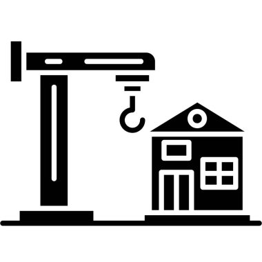 Ev vinci simgesi. Web için vinç vektör simgelerinin özet çizimi