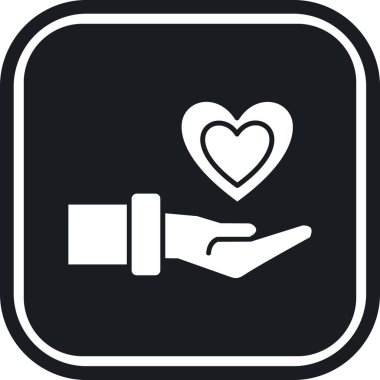 Aşk el vektör ikonu. bicolor düz yuvarlak sembol, siyah ve gri renkler, yuvarlak açılar, beyaz arkaplan.