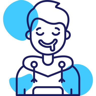 Mavi takım elbiseli, sakallı ve bıyıklı bir adamın vektör çizimi.