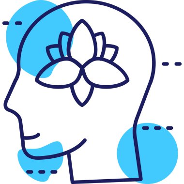 baş ve çiçek simgesi, vektör illüstrasyonu