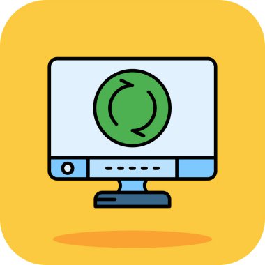 Bilgisayar monitörü simge rengi dış hat vektörü