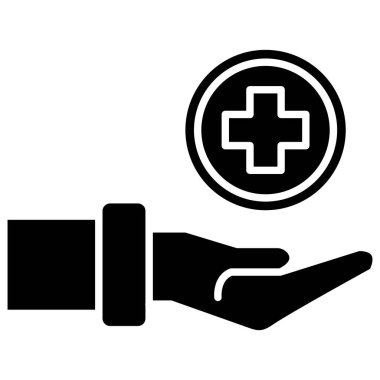 İlaç sağlık vektör ikonu. biçim düz sembol, siyah renk, yuvarlak açılar, beyaz arkaplan