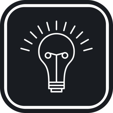 ampul ışığı yuvarlanmış kare vektör simgesi