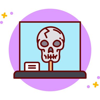 dizüstü bilgisayar vektör çizimi olan kafatası