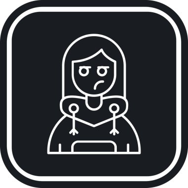 Hüzünlü yüz ikonu olan üzgün kız.