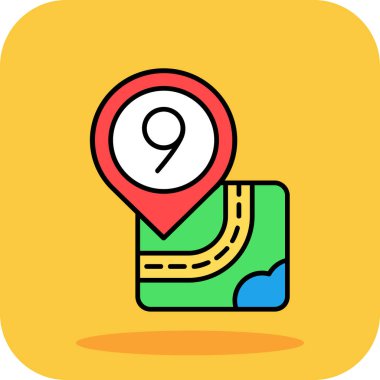 harita yolu konumu simgesi, çizgi film biçimi