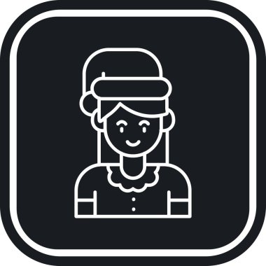 Başlık simgesine sahip kadın avatar, vektör illüstrasyonu